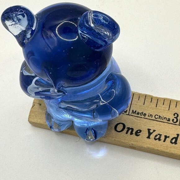 VTG Art Glass Blue Koala Panda Bear Paperweight Hand Blown Teddy Bear Figurine - Picture 11 of 11